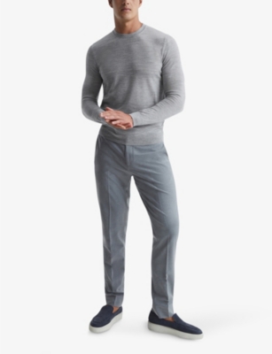 Reiss Wessex Crewneck Wool Sweater In Soft Grey Mouli