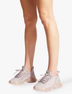 Steve Madden Maxilla-r Rhinestone-embellished Knitted Trainers In Beige
