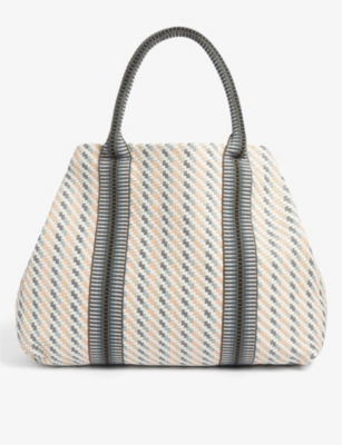 Stelar Womens Coral Reef Seafoam Makelele Woven Leather Tote Bag In ...