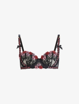 AGENT PROVOCATEUR Petunia floral-embroidered woven bra
