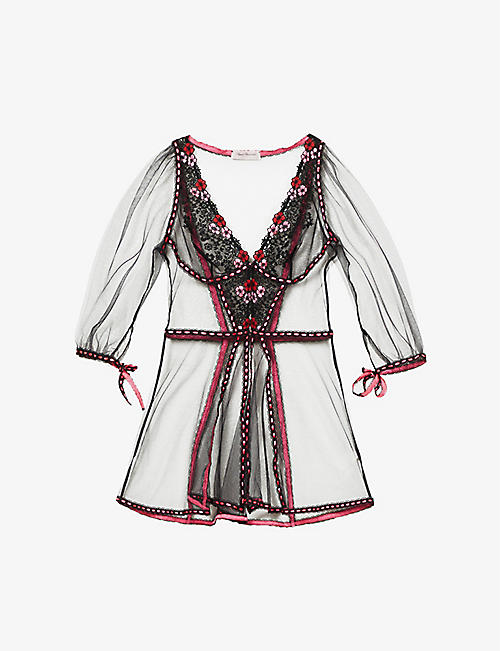 AGENT PROVOCATEUR: Petunia floral-embroidered woven mini dress