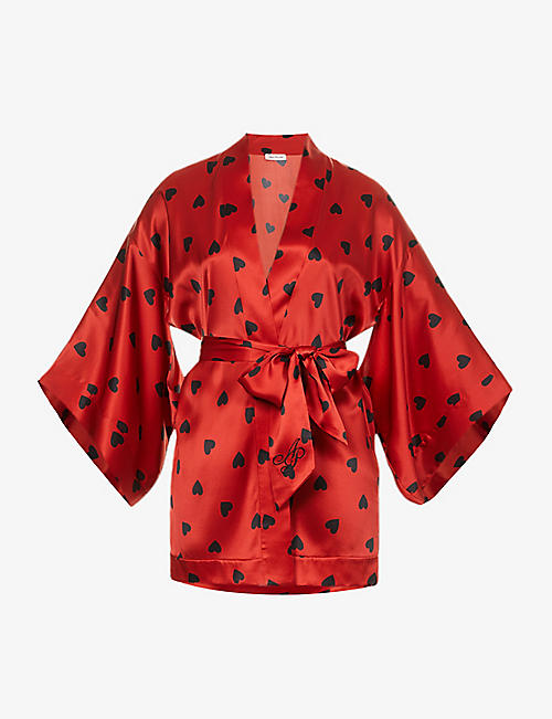 AGENT PROVOCATEUR: Hart heart-print silk kimono
