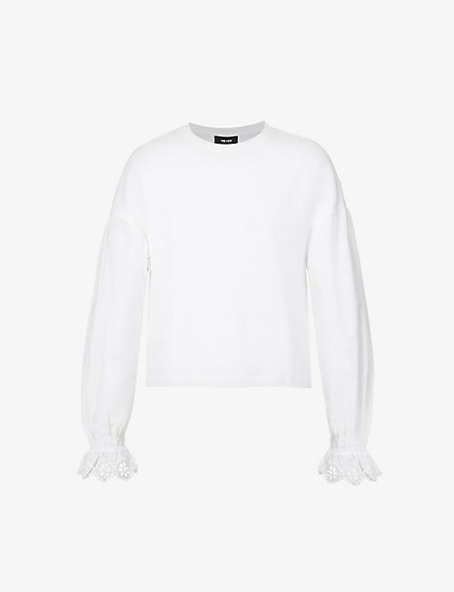 ME AND EM: Broderie anglaise cotton sweatshirt