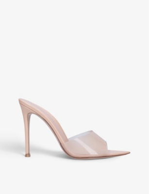 GIANVITO ROSSI: Elle leather and PVC heeled mules