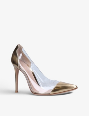 GIANVITO ROSSI Plexi transparent-panel leather and PVC courts