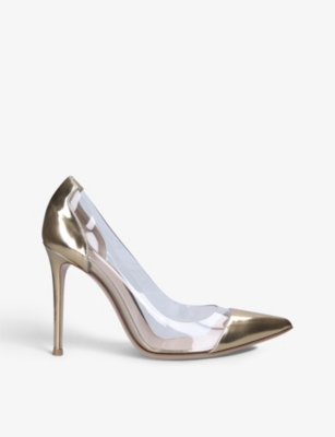 GIANVITO ROSSI Plexi transparent-panel leather and PVC courts