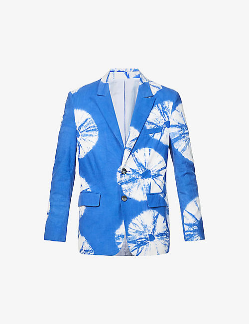 LABRUM LONDON: Tie-dye padded-shoulder regular-fit cotton blazer