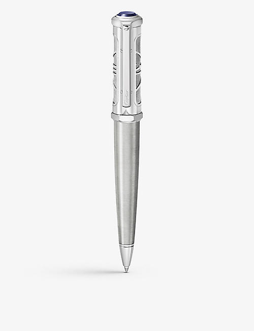 CARTIER: Santos Dumont de Cartier palladium-finished black composite ballpoint pen