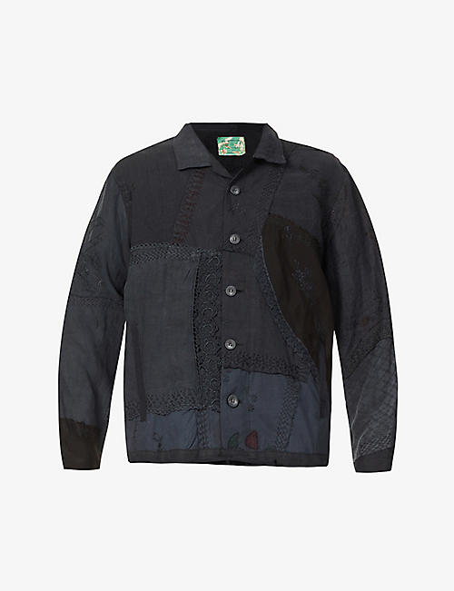 BY WALID: Jono patchwork regular-fit linen jacket