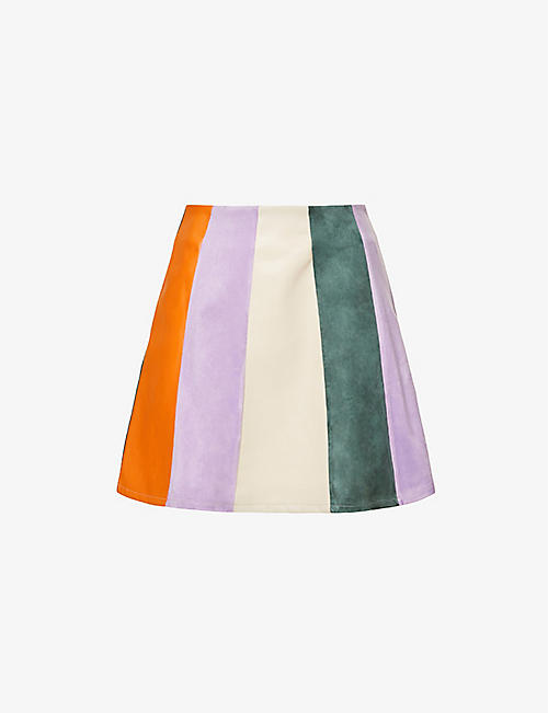 AMY LYNN: Carmen striped faux suede mini skirt