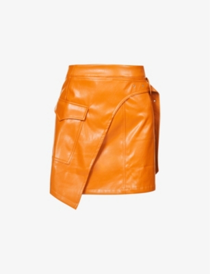 Jasper asymmetric vegan-leather mini skirt