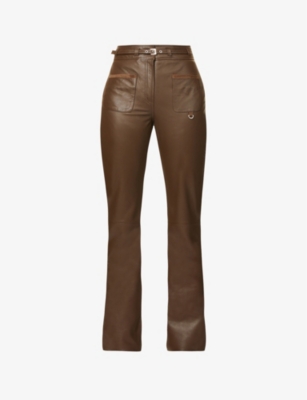 SAKS POTTS - Birkin regular-fit high-rise straight leather trousers ...