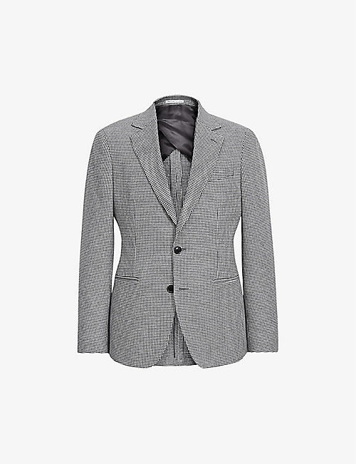 REISS: Freedom puppytooth-check single-breasted woven blazer