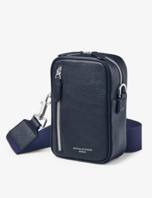 ASPINAL OF LONDON: Reporter North South pebbled-leather cross-body bag