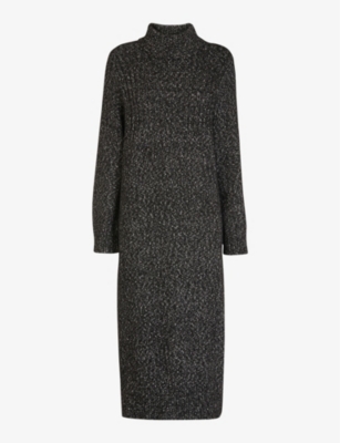 WHISTLES: Funnel-neck relaxed-fit knit wool midi dress