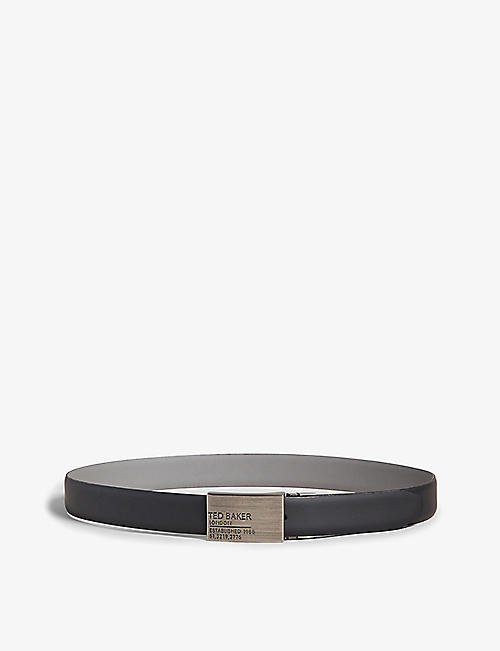 TED BAKER: Tonks logo-engraved reversible leather belt