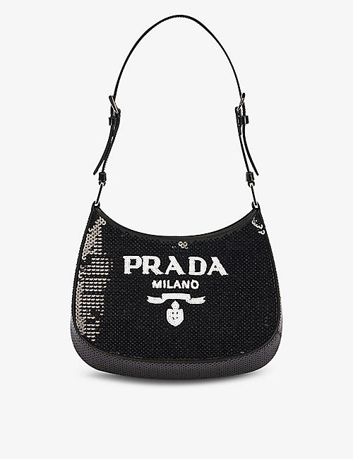 PRADA: Cleo sequin-embellished leather shoulder bag