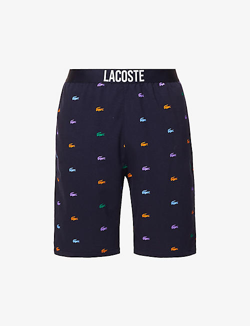 LACOSTE: Embroidered-logo cotton-jersey shorts