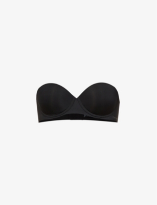 Calvin Klein Womens Logo-embroidered Stretch-jersey Strapless Push-up Bra Black In Black