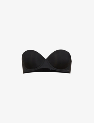 Calvin Klein Logo-embroidered Stretch-jersey Strapless Push-up Bra In Black