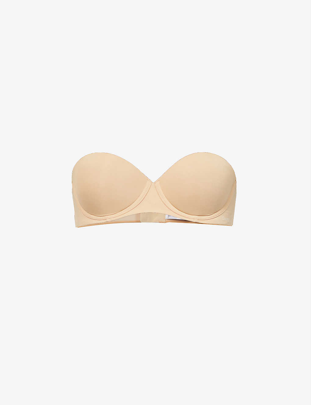 Calvin Klein Logo-embroidered Stretch-jersey Strapless Push-up Bra In Nude (lingerie)