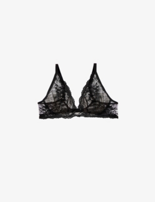 Calvin Klein Ck Reimagine Heritage Logo-tape Stretch-cotton Balconette Bra  - Black