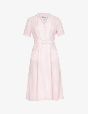 HVN Maria gingham print woven midi dress Selfridges