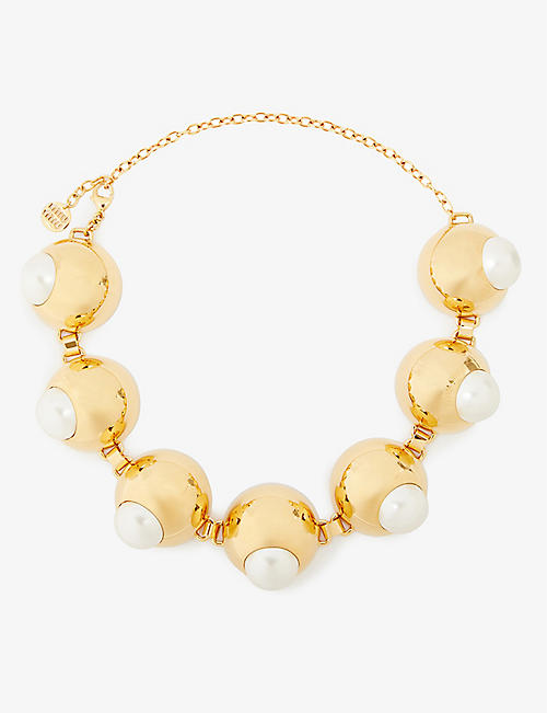 MIU MIU: Show metal and faux-pearl necklace