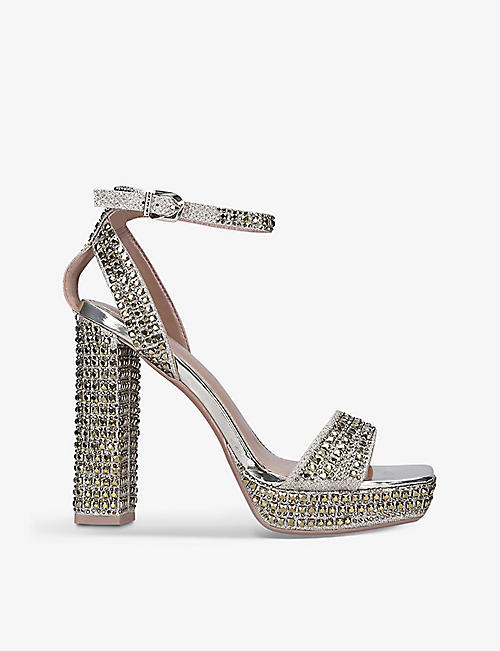 CARVELA: Kianni embellished metallic woven platform sandals