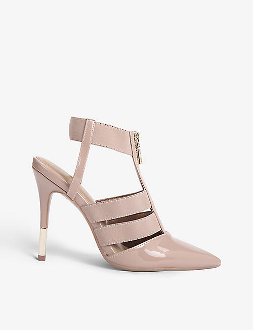 CARVELA: Kunning zipped patent faux-leather and woven courts
