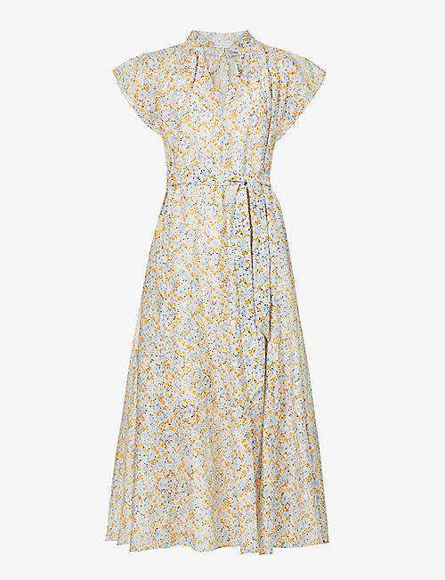 SAMSOE SAMSOE: Karookh floral-print organic cotton and silk-blend midi dress