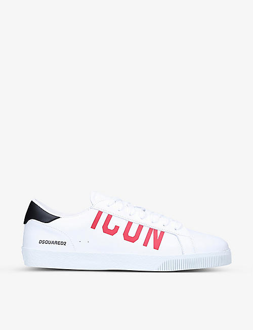 DSQUARED2: Icon Cassetta brand-print leather low-top trainers