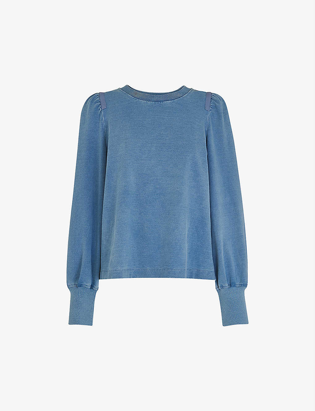 Whistles Womens Blue Puff Sleeve Stretch Cotton-jersey Sweatshirt Xs