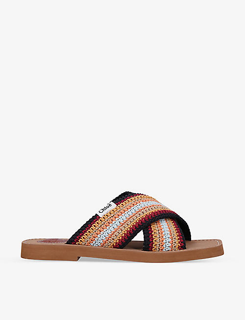 CHLOE: Woody crochet-strap recycled-polyester sandals