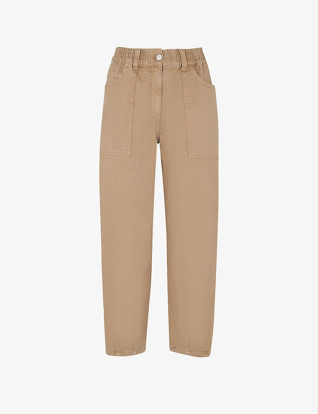 Whistles Tessa Cropped Mid-rise Cotton Trousers In Brown