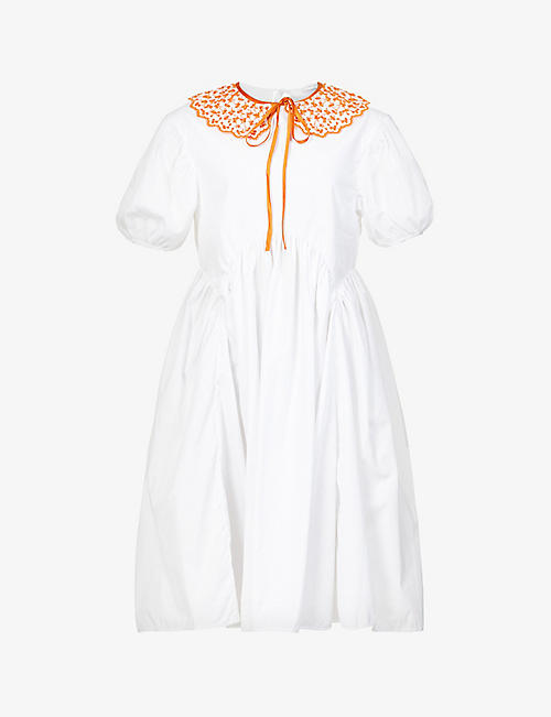 CECILIE BAHNSEN: Malou embroidered-collar cotton midi dress