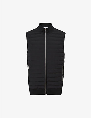 REISS: Pluto quilted high-neck cotton-blend gilet