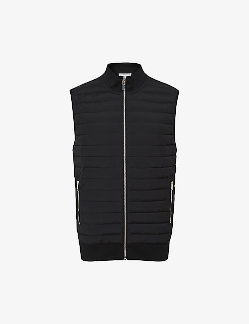 REISS: Pluto quilted high-neck cotton-blend gilet