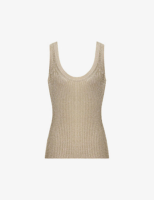 REISS: Imogen metallic-thread knitted top