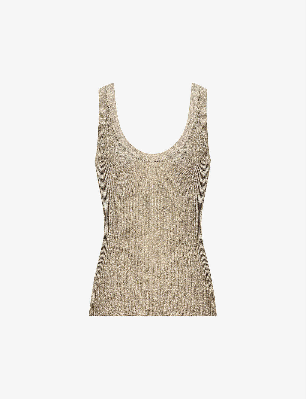 Shop Reiss Womens Gold Imogen Metallic-thread Knitted Top