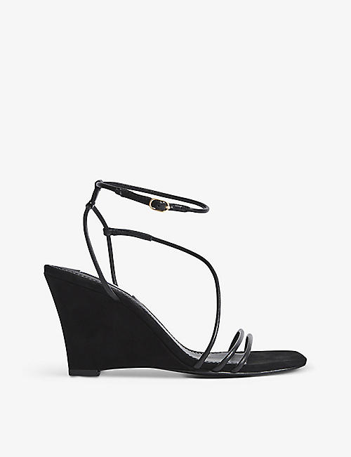 REISS: Kali open-toe suede-leather wedges