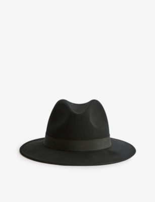 Shop Reiss Women's Black Ashbourne Wool Fedora Hat