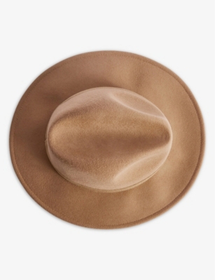 Shop Reiss Women's Camel Ashbourne Wool Fedora Hat