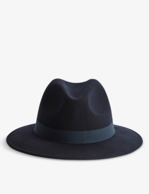 Reiss Ashbourne Wool Fedora Hat In Navy