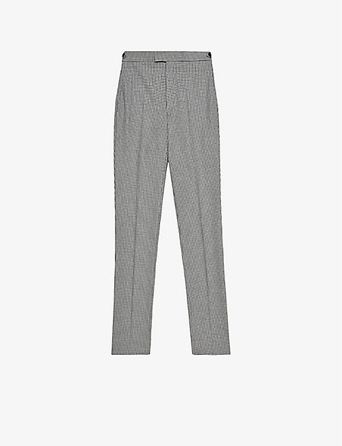 REISS: Freedom puppytooth-check tapered woven trousers