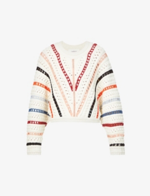 BA SH Gardy striped crochet knit jumper Selfridges