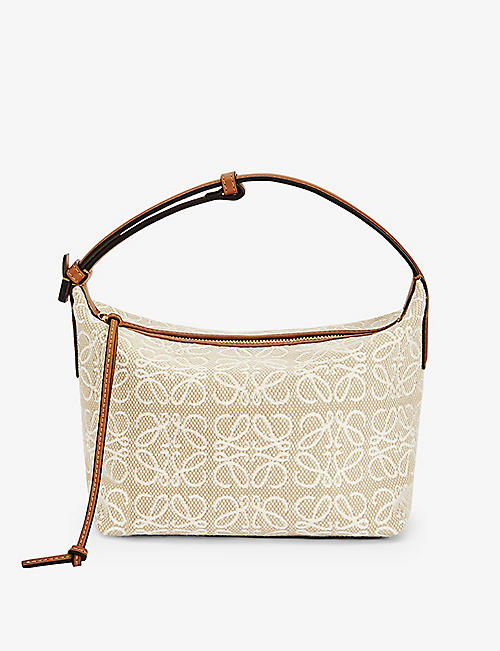 LOEWE: Cubi small cotton-blend and leather shoulder bag