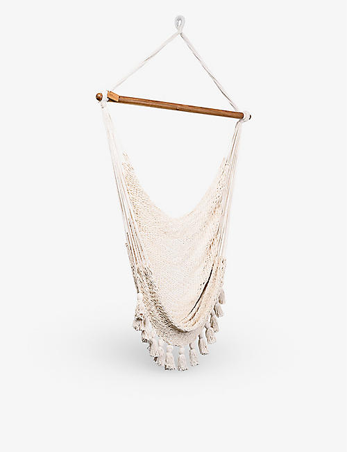 ARTISSANOS: Tassel-embellished cotton and wood hammock 395cm