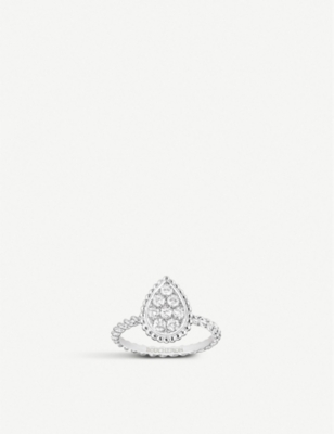 Boucheron Small White Gold And Diamond Serpent Bohème Motif Ring In Silver