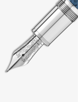MONTBLANC: Meisterstück Glacier Solitaire platinum-plated metal and resin fountain pen